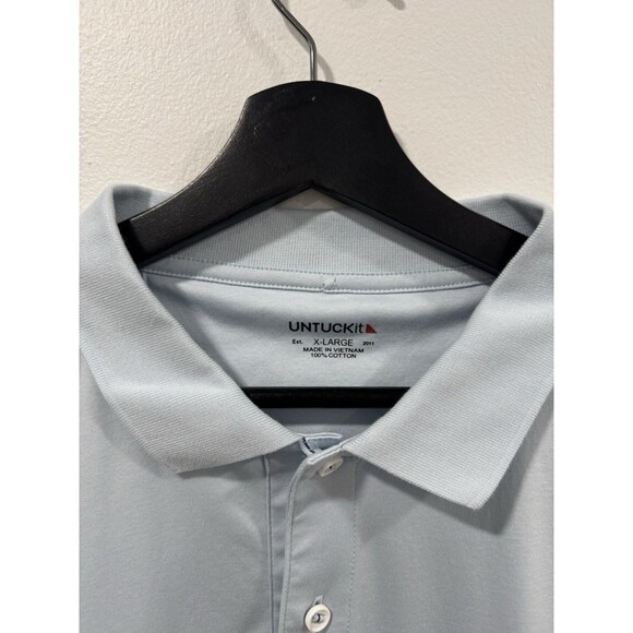UNTUCKit Damaschino Smart Polo Shirt Mens XL Light Blue Cotton Short Sleeve - Picture 2 of 7